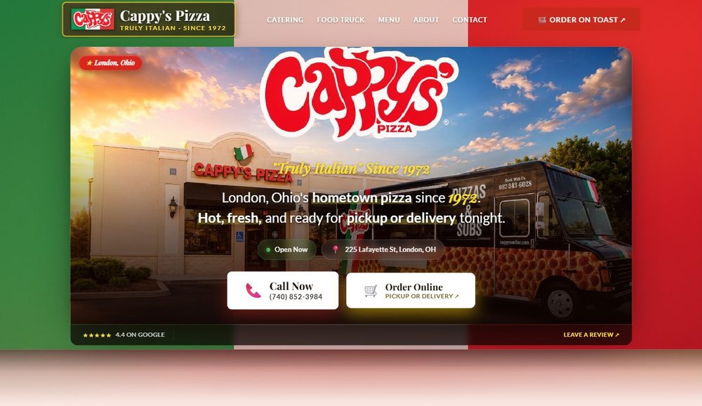 Cappy's Pizza website